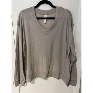 NWOT Alternative Apparel‎ Womens Size 2X Beige Knit Long Sleeve V Neck Lounge